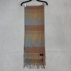 Bridgewater Scarf Womens One Size Brown Wool Plaid Fringe Flannel Made Scotland